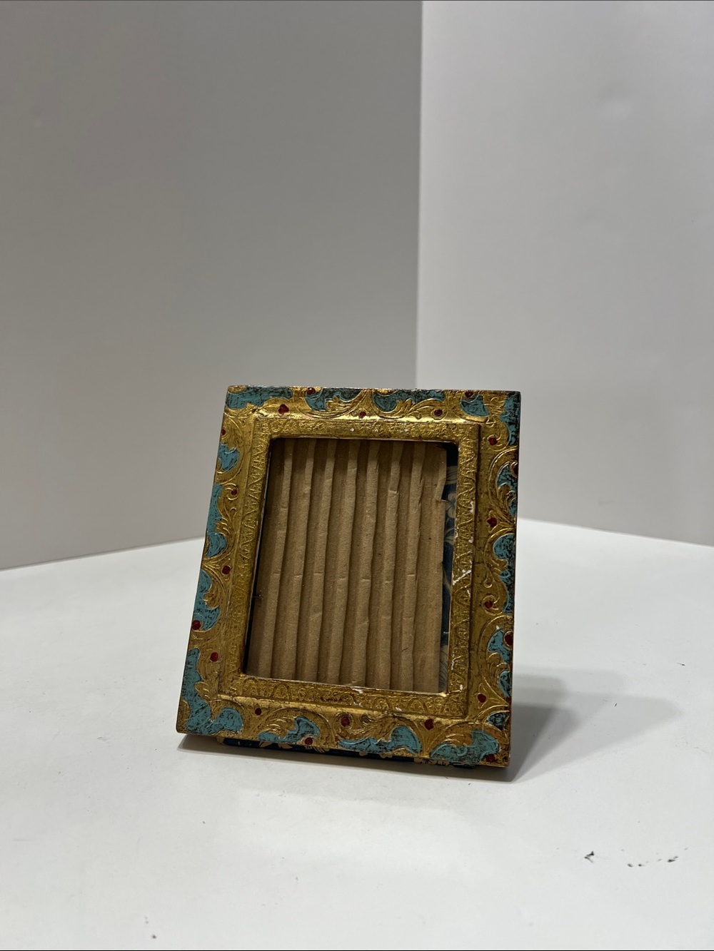 Ornate Gold and Turquoise Decorative Picture Frame